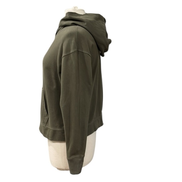 James Perse Cropped Hoodie SZ S 1 Olive Green - Picture 3 of 8